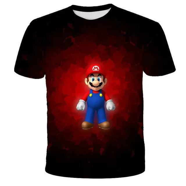 3D Sky Blue Cartoon Mario T-shirt Children's Clothing Funny Girl T-shirt Fashion T-shirt 2021 New Summer