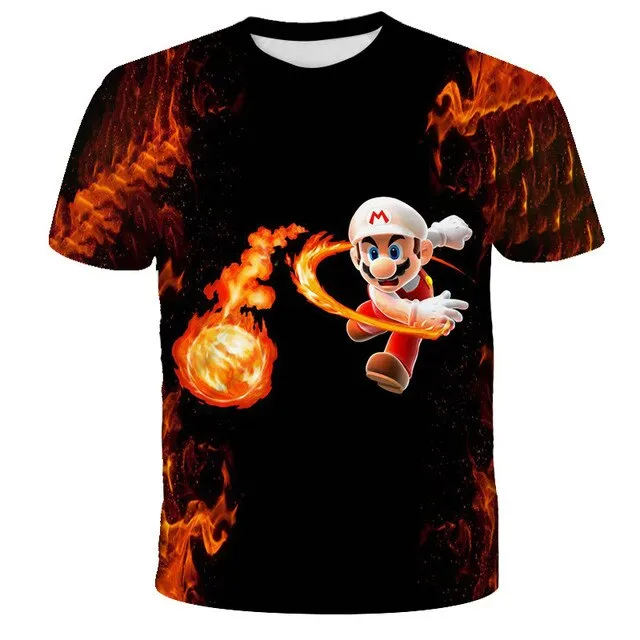 3D Sky Blue Cartoon Mario T-shirt Children's Clothing Funny Girl T-shirt Fashion T-shirt 2021 New Summer