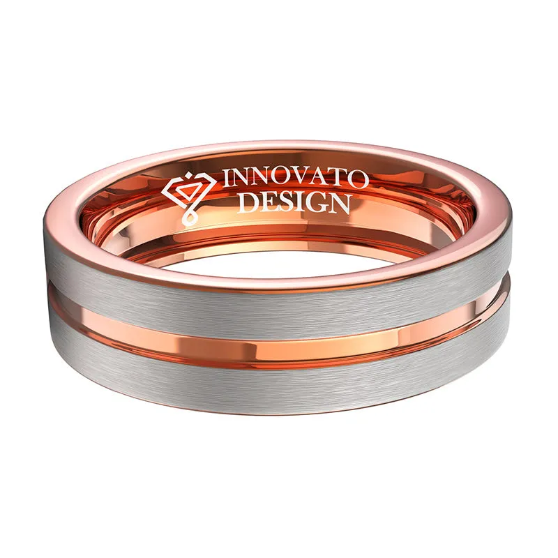 6mm Rose Gold Plated Tungsten Carbide Wedding Band