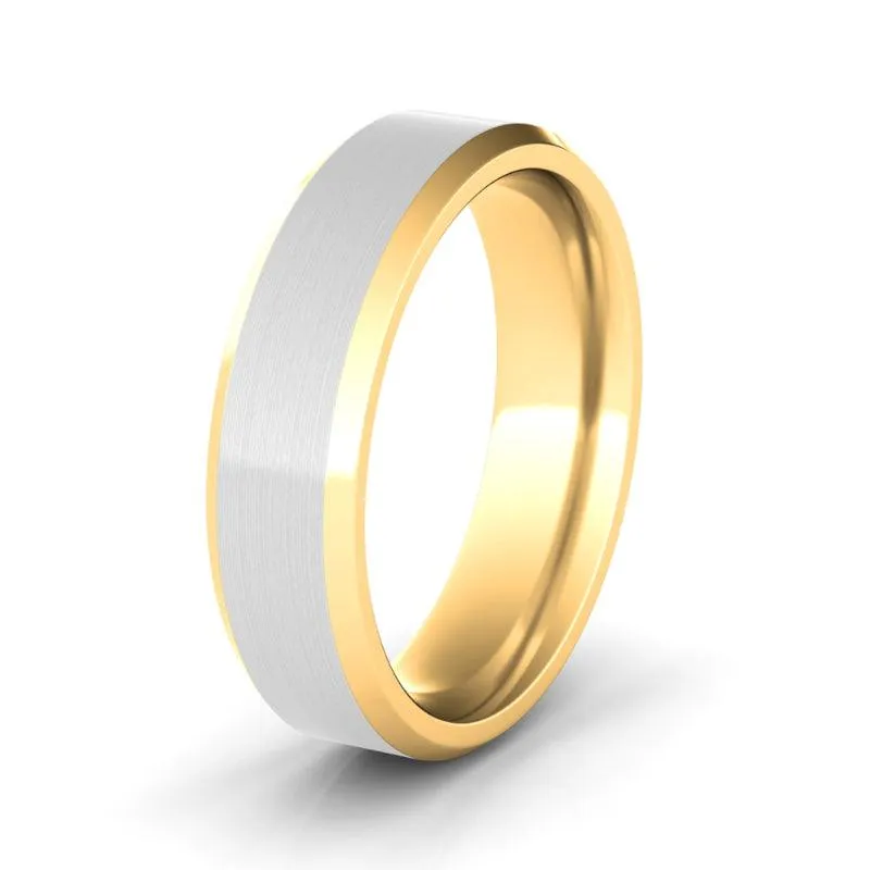 6mm Satin Two Tone & Beveled Men's Wedding Band