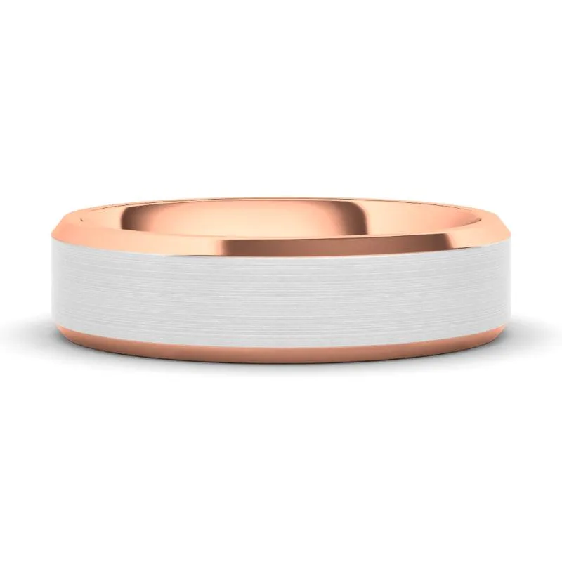 6mm Satin Two Tone & Beveled Men's Wedding Band