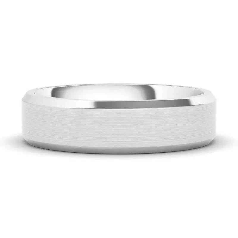 6mm Satin Two Tone & Beveled Men's Wedding Band