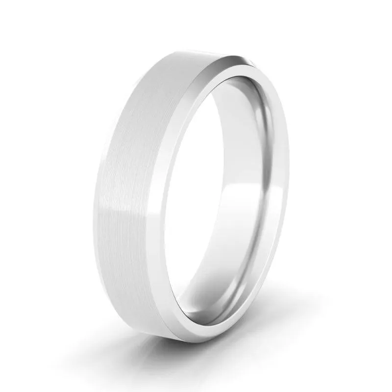 6mm Satin Two Tone & Beveled Men's Wedding Band