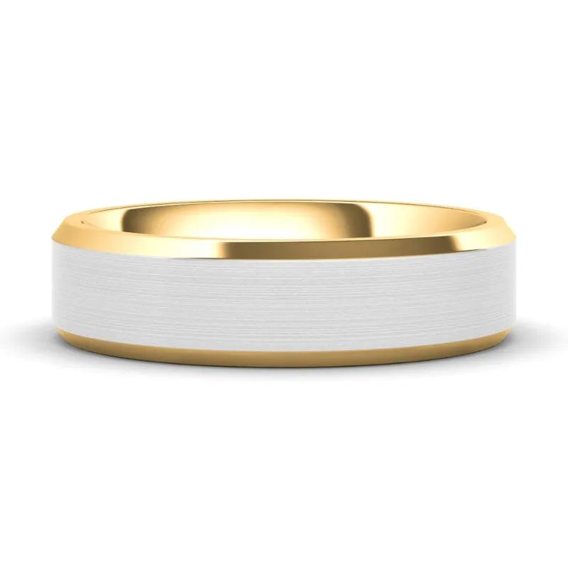 6mm Satin Two Tone & Beveled Men's Wedding Band