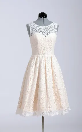 A-Line Simple Inspire Bridal Short Cute Lace Dress-ET_710994