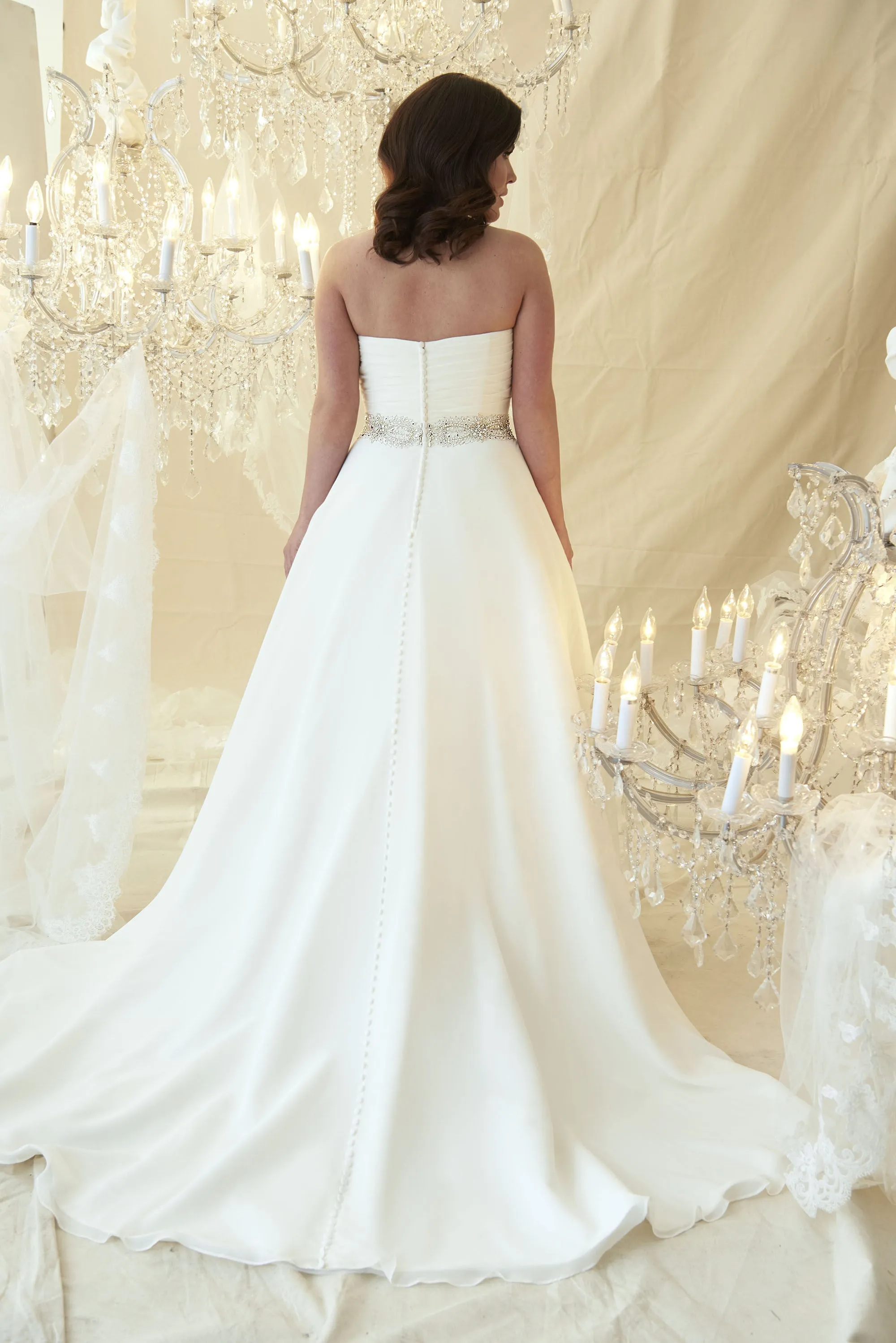 A-Line Sweetheart Jeweled Chiffon Plus Size Wedding Dress With Criss Cross And Zipper-MK_703605