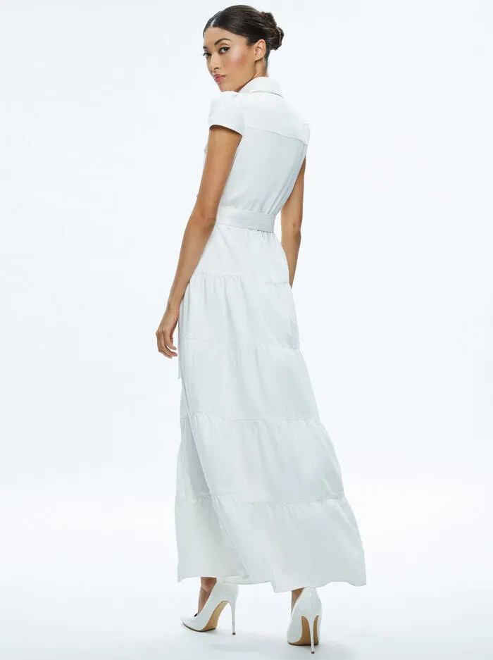 Alice   Olivia - Miranda Denim Maxi Dress - Off White