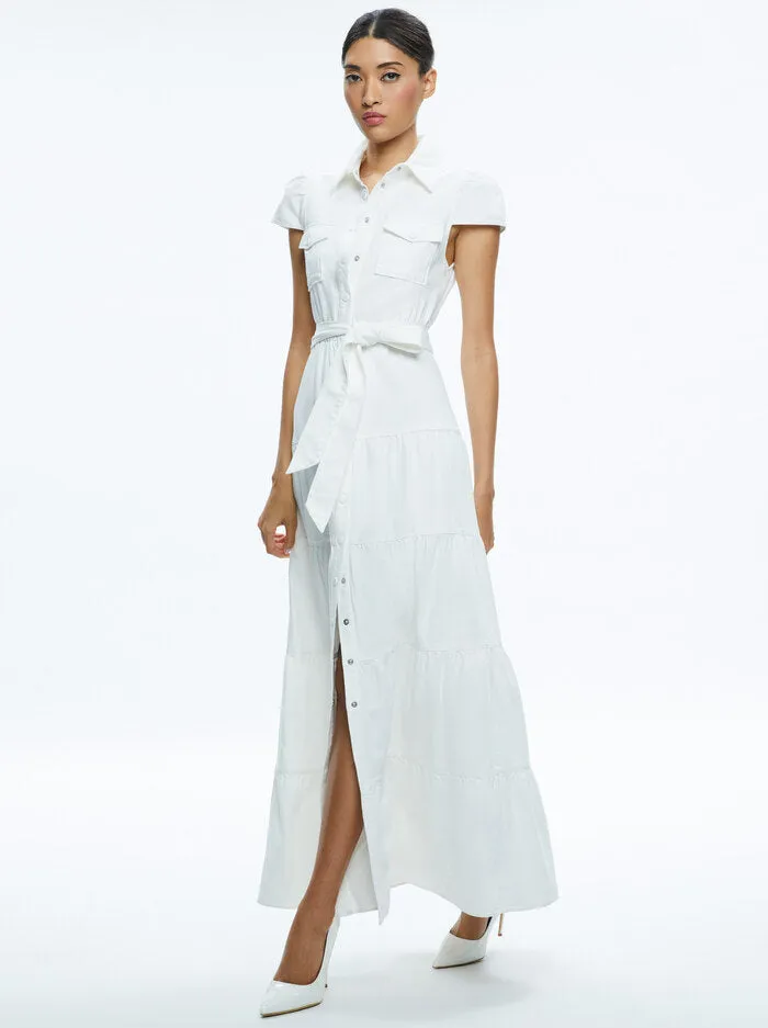 Alice   Olivia - Miranda Denim Maxi Dress - Off White