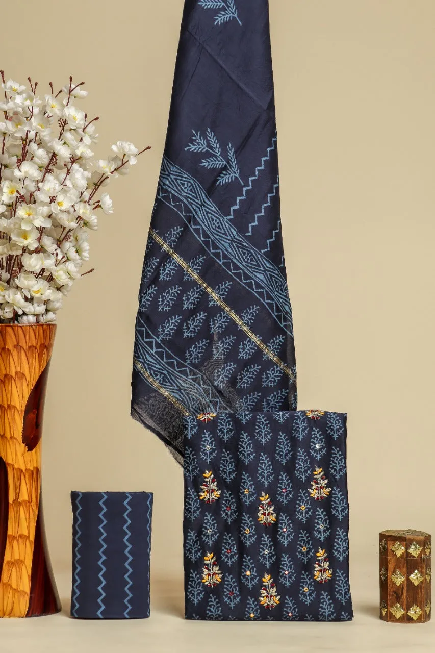 Anchor Thread Chanderi Silk Suit Set (GOTA354)