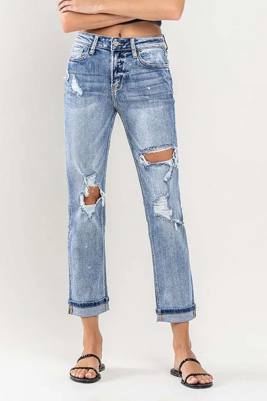 Atlanta High Rise Distressed Boyfriend Denim