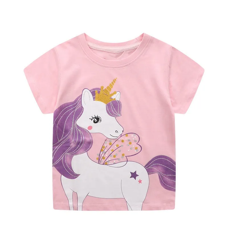 Baby Girl Summer Tops & Tees Clothing Set Unicorn, giraffe Pattern T-shirt | Toddler Baby Girl Clothing Gift for Girls Outfit Pack of 3