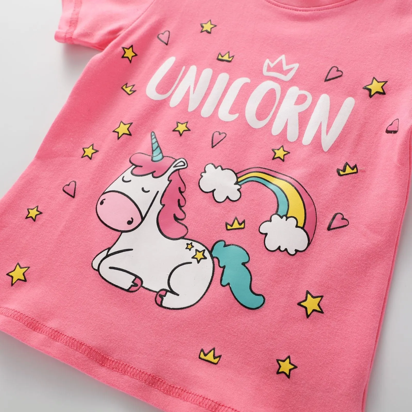 Baby Girl Summer Tops & Tees Clothing Set Unicorn, giraffe Pattern T-shirt | Toddler Baby Girl Clothing Gift for Girls Outfit Pack of 3