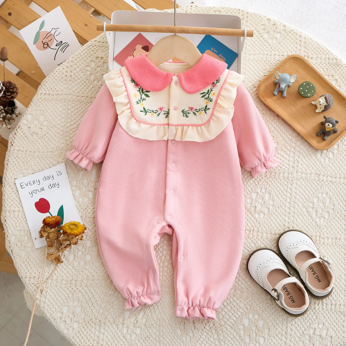 Baby Girls Embroidered Jumpsuits Wholesale 231019172