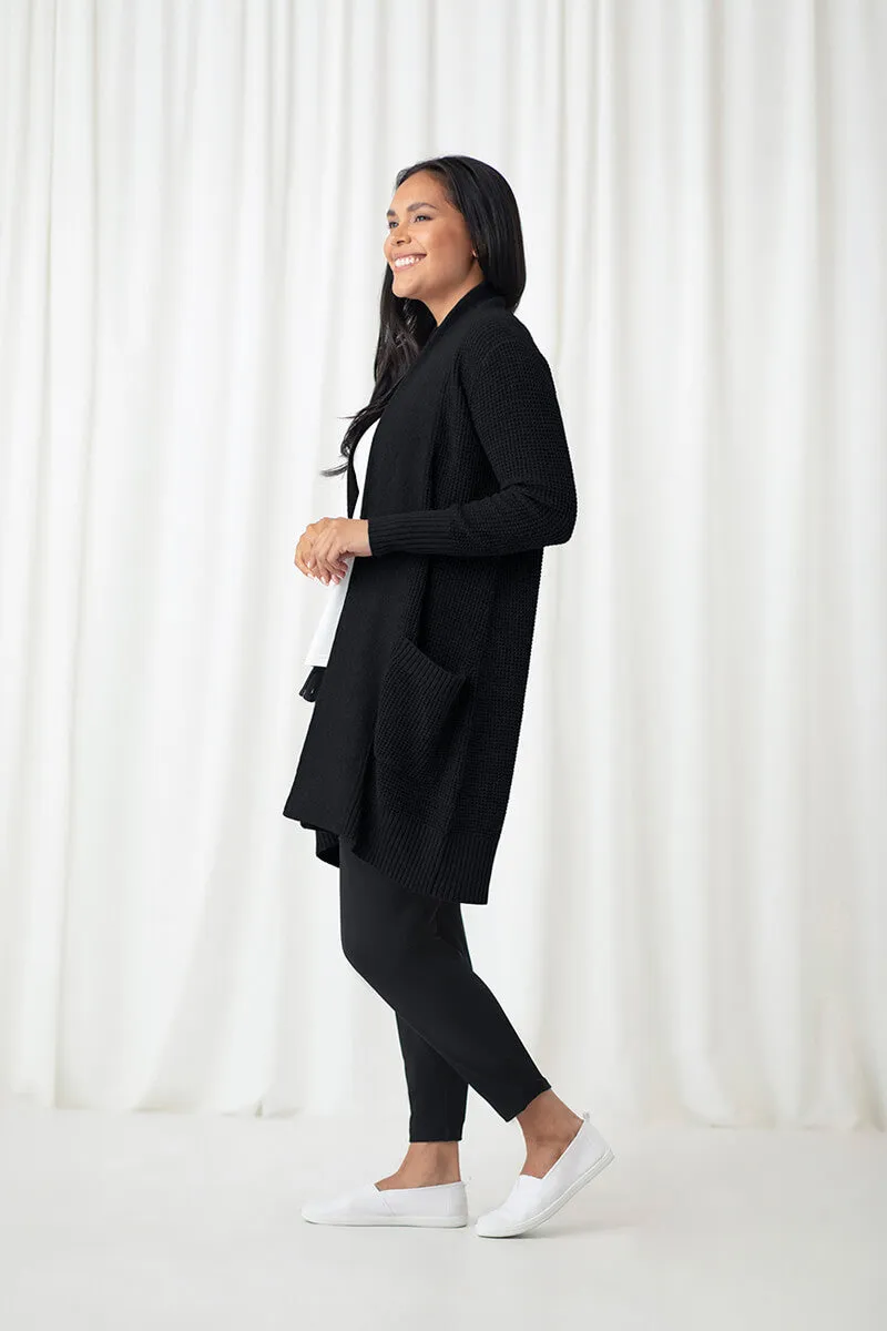 Basket Stitch Cardigan | Black