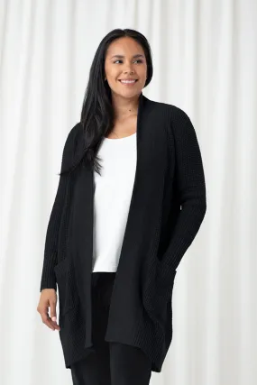 Basket Stitch Cardigan | Black