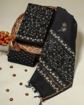 Black Jaal Print Chanderi Silk Suit Set (CHA125)