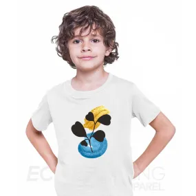 Botanical Blue Flower Plant Abstract T-shirt Novelty Crew Neck Birthday Summer T-shirt for Kids