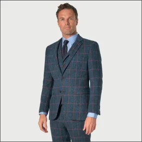 Brook Taverner Inverness Navy Check Harris Tweed Two Piece Suit - Waistcoat Optional<><>