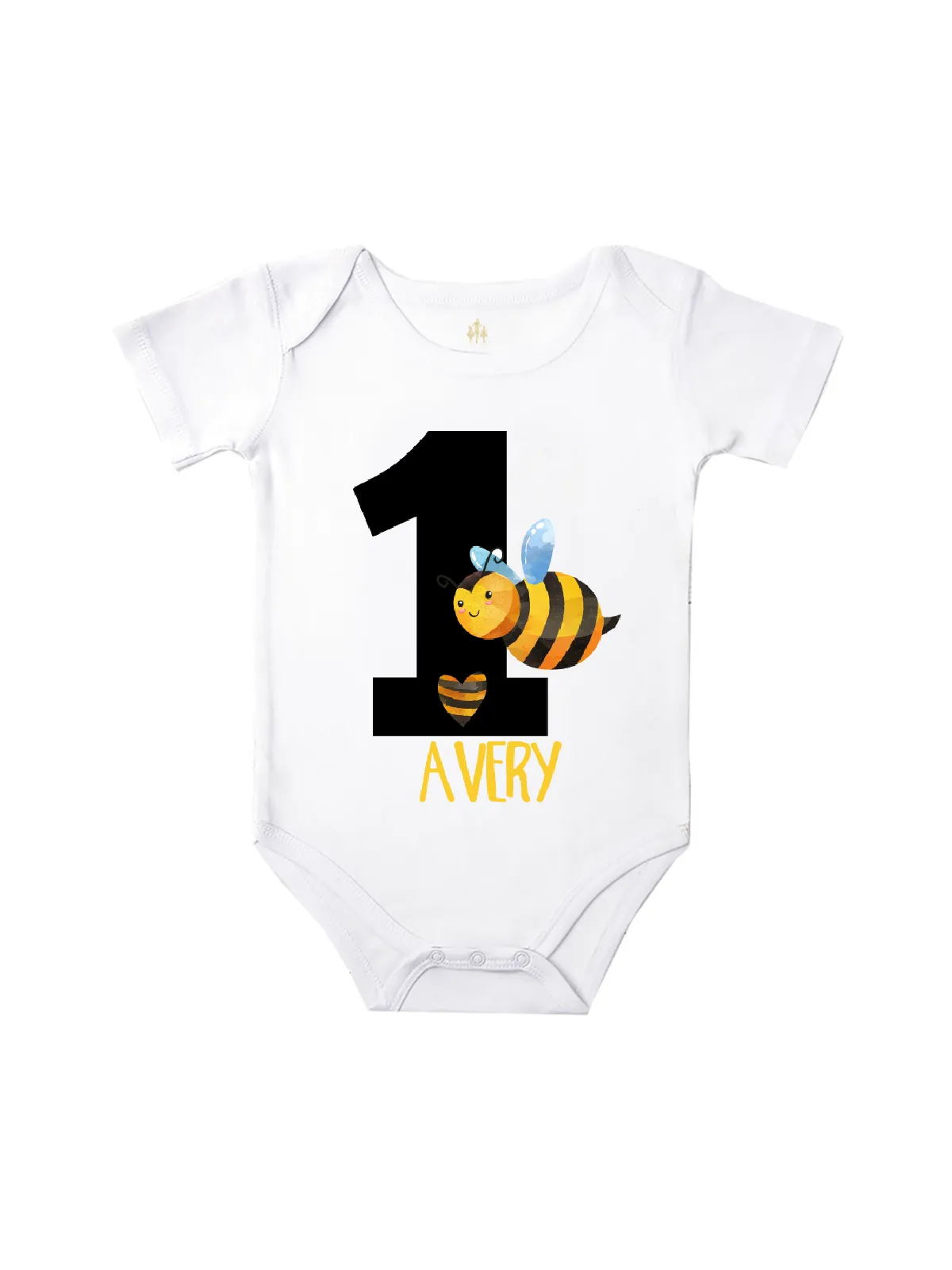 Bumble Bee First Birthday Bodysuit - White, Gray, & Black