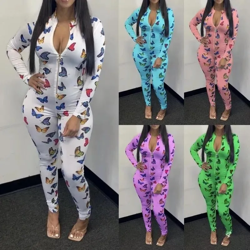 Butterfly Print Jumpsuits