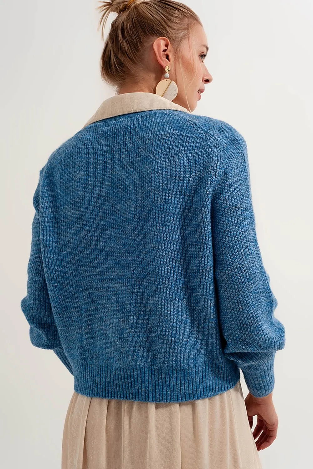 Button Through Cardigan in Blue