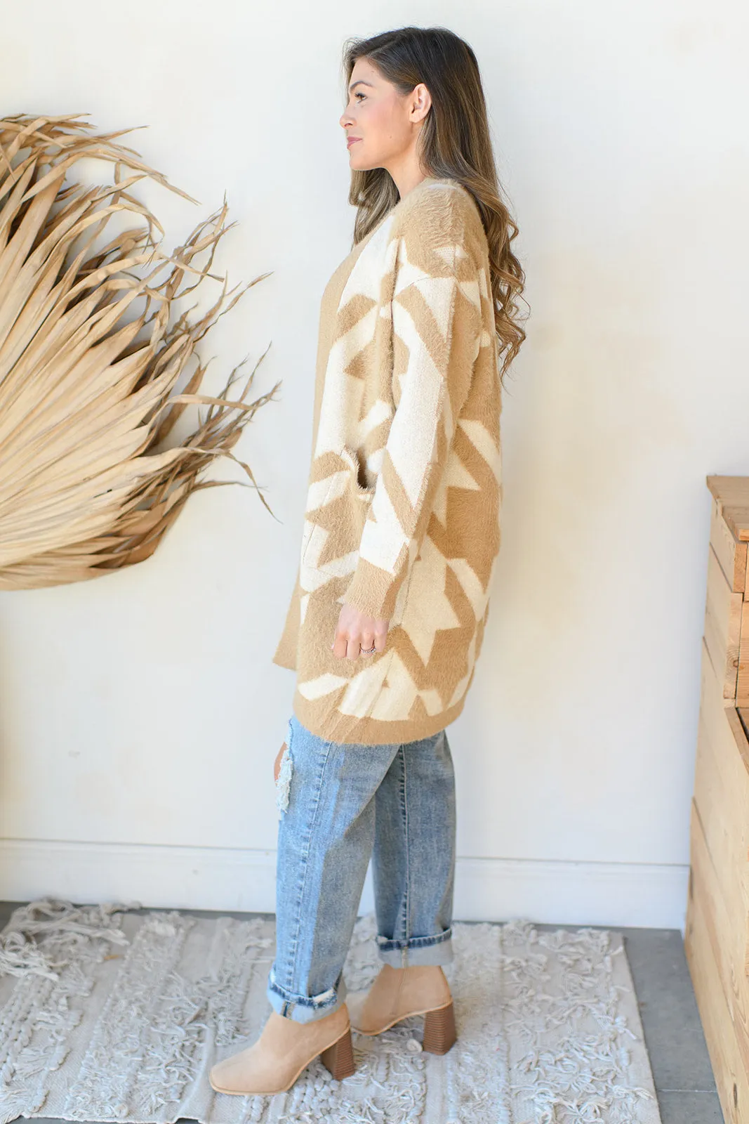 camel cream cardigan