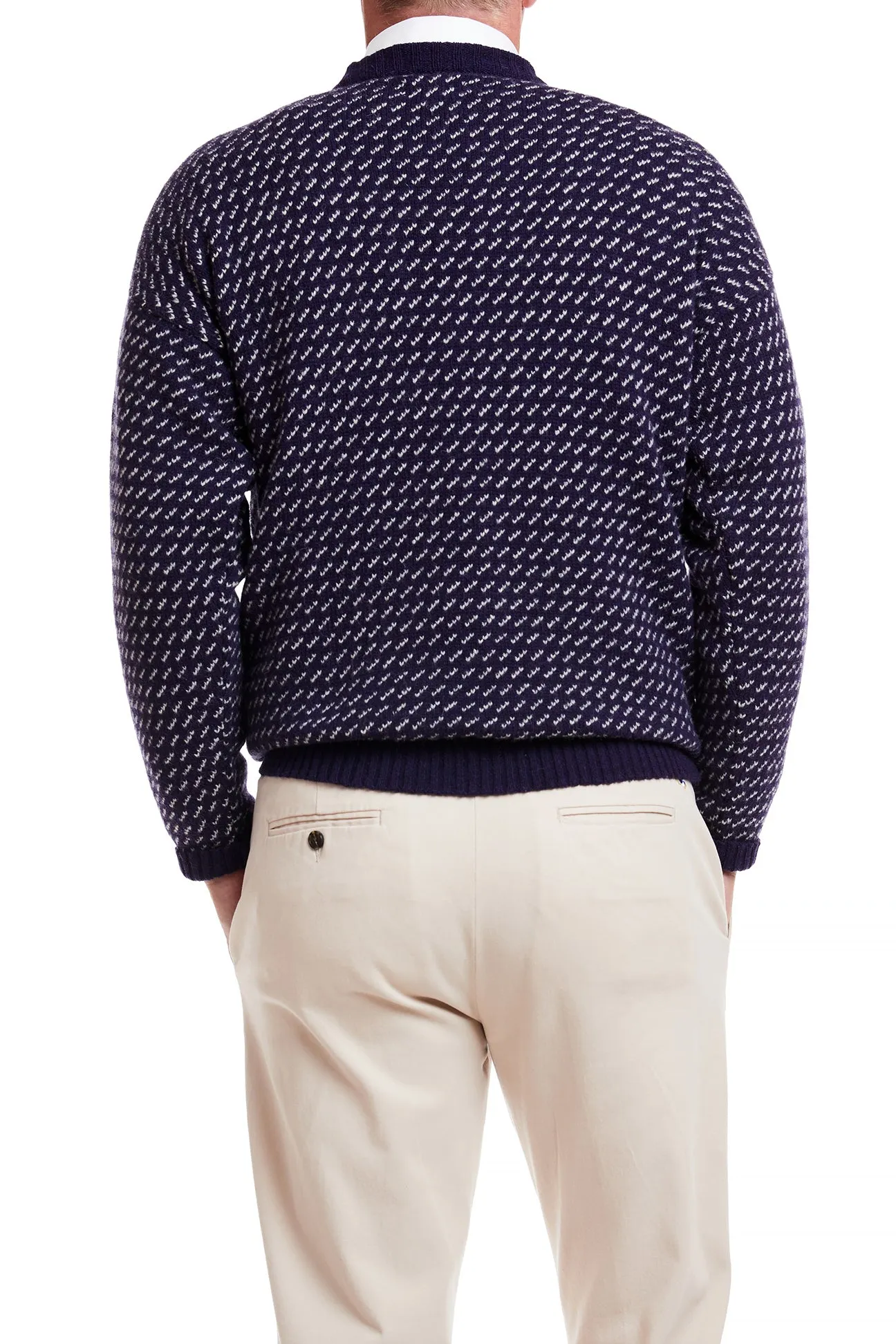 Castaway SHETLAND CREWNECK SWEATER BRUSHED BIRDSEYE-Navy