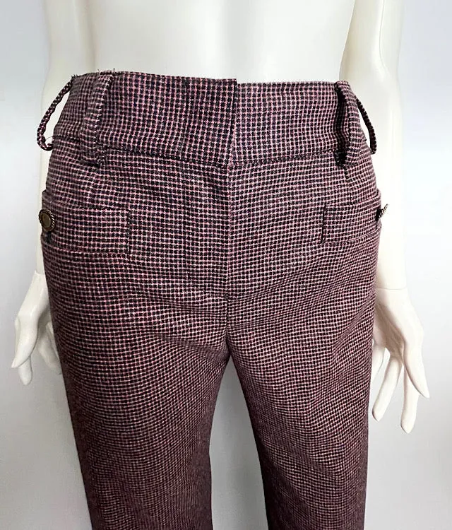 Chanel 05A 2005 Fall Tiny Pink Black Checks Pants Trousers FR 34 US 2/4