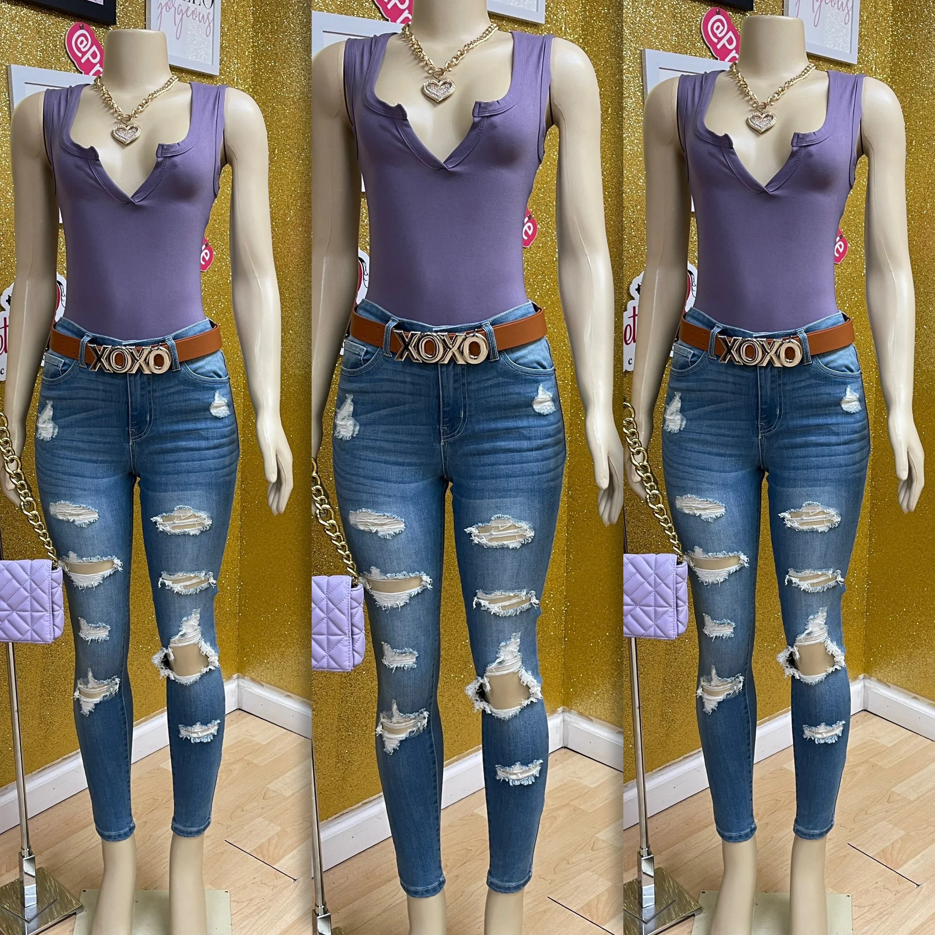 Chill and Cute “v” Bodysuit ( Purple)