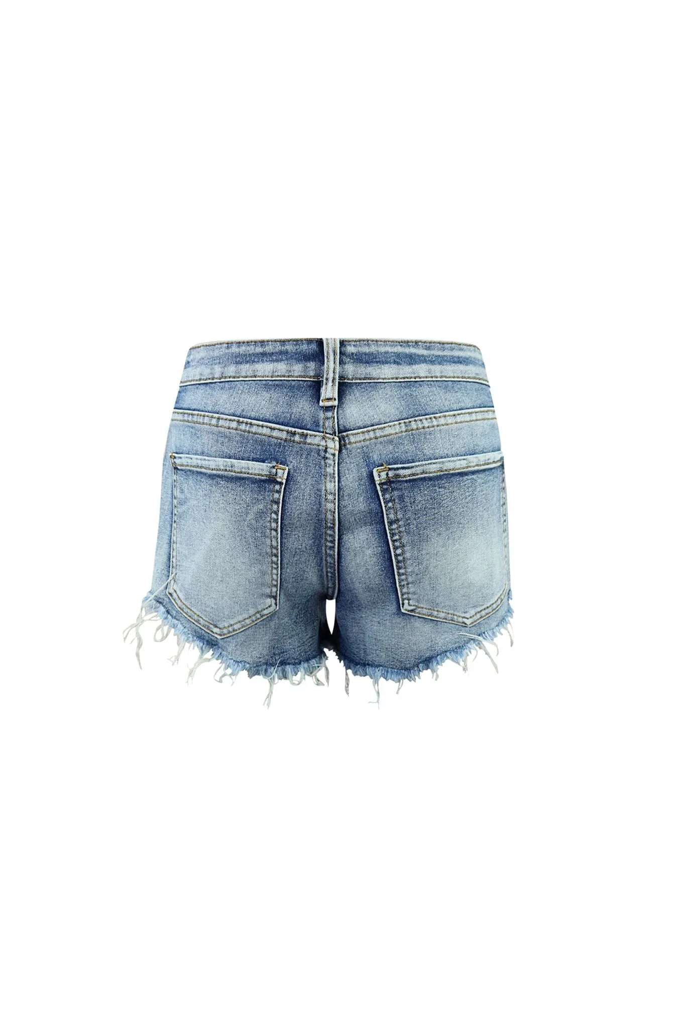 Cross Your Mind Patched Denim Shorts