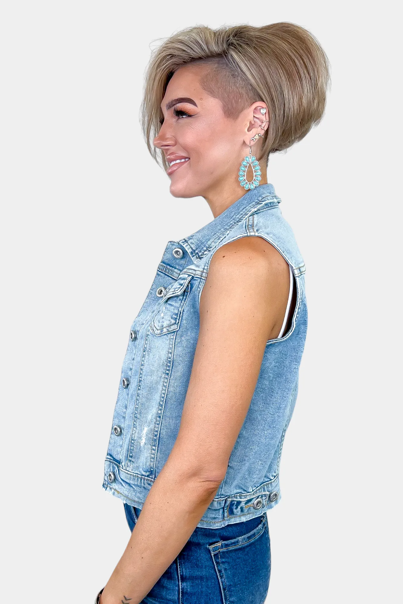 Distressed Denim Vest