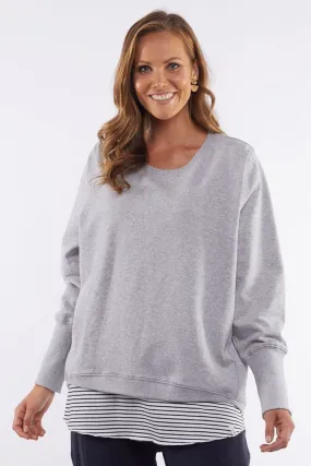 Divine Grey Marle Rib Cuff Fleece Crew