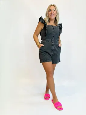 Enough of Me Ruffled Denim Romper