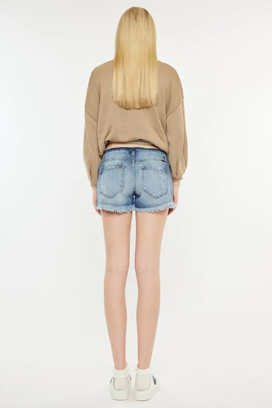 KanCan Low Rise WB Detail Button Down Shorts Jeans