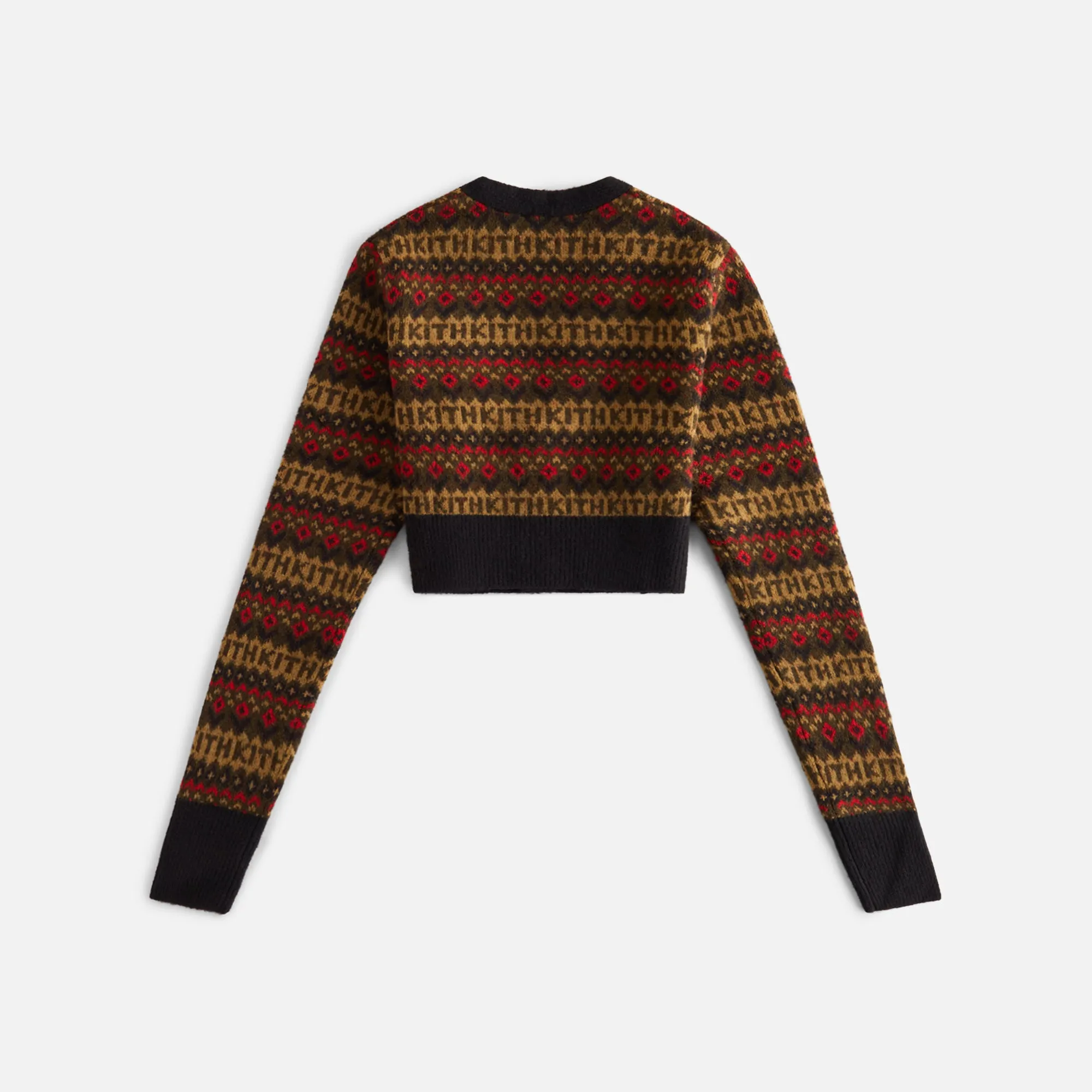 Kith Women Sydney Cropped Logo Fair Isle Cardigan - Black