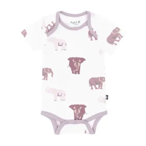 Kyte Baby Short Sleeve Printed Bodysuit in Elephant