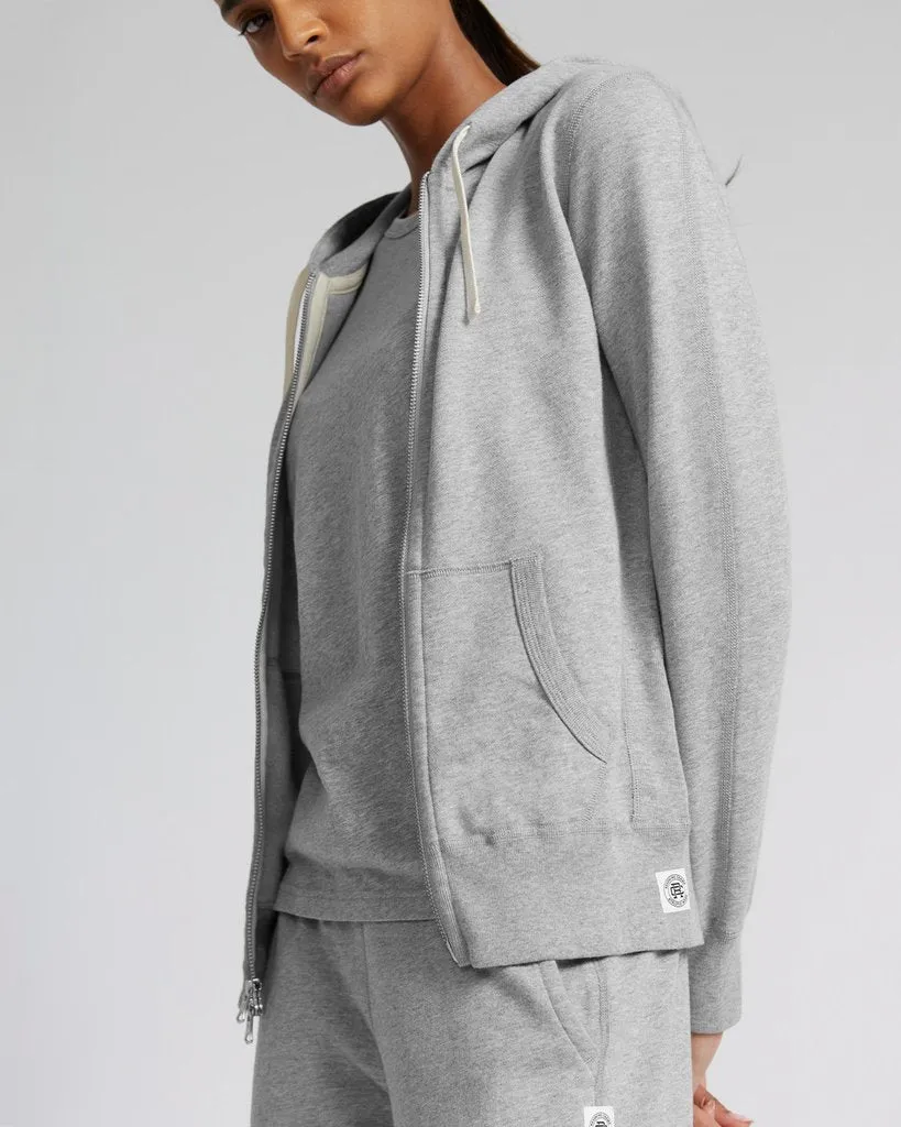 LIGHTWEIGHT TERRY FULL ZIP HOODIE WOMENS W3001 Heather Grey