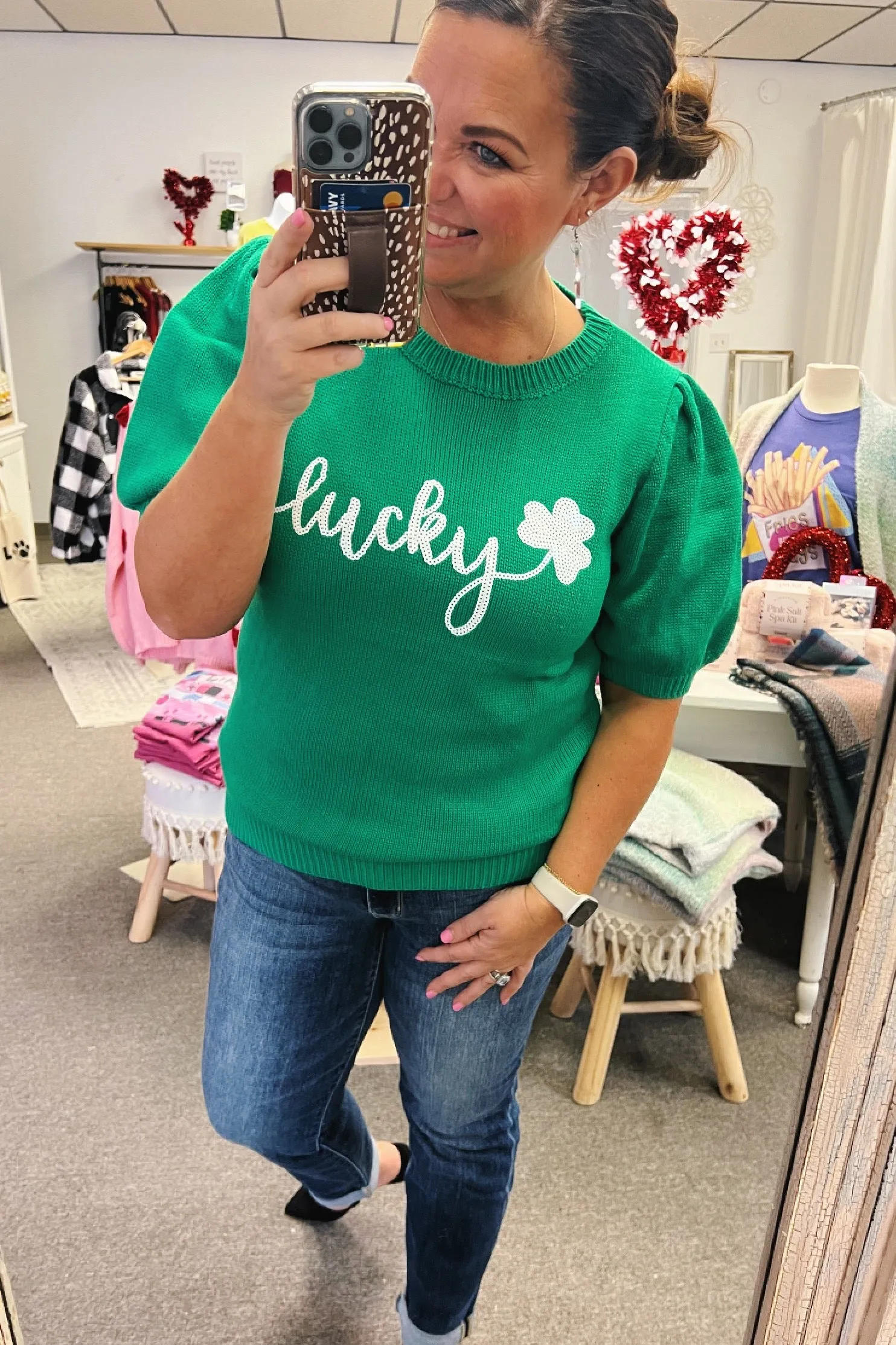 Lillian Lucky Sequin Embroidery Sweater