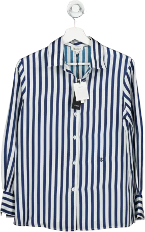 Lily Silk Blue The Amalfi Stripe Silk Shirt UK XS