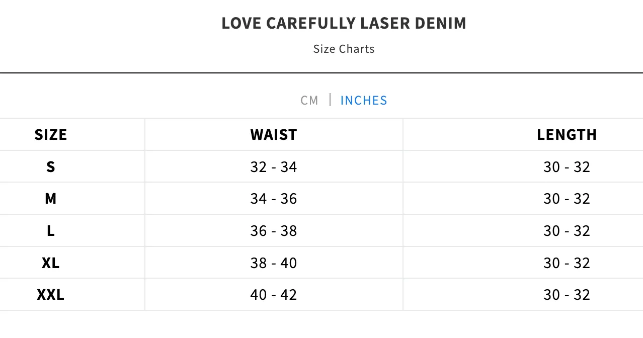 LOVE CAREFULLY LASER DENIM