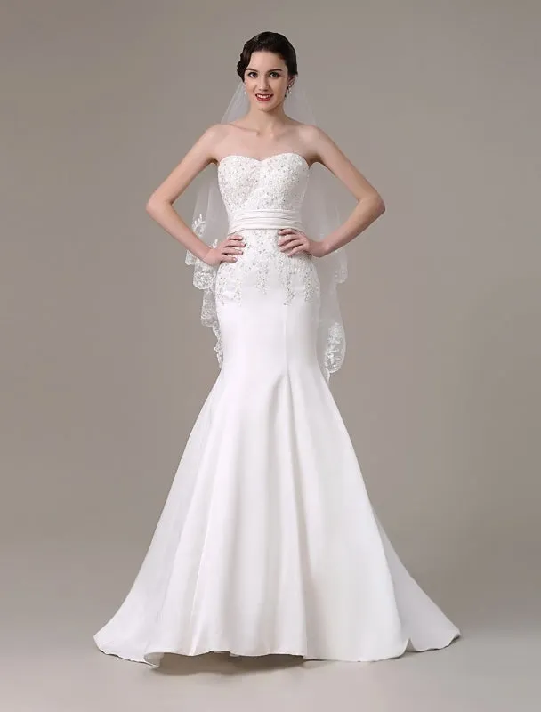 Mermaid Wedding Dresses With Elegant Detachable Lace Jacket Sweep Train(Veil Not Included) Exclusive