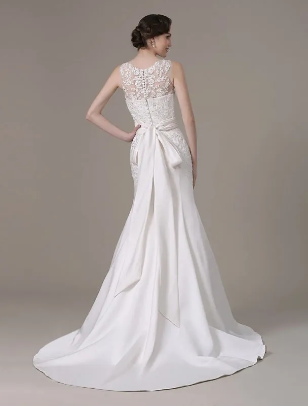 Mermaid Wedding Dresses With Elegant Detachable Lace Jacket Sweep Train(Veil Not Included) Exclusive