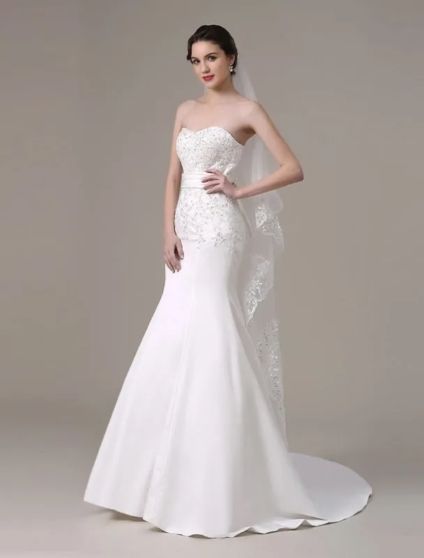 Mermaid Wedding Dresses With Elegant Detachable Lace Jacket Sweep Train(Veil Not Included) Exclusive