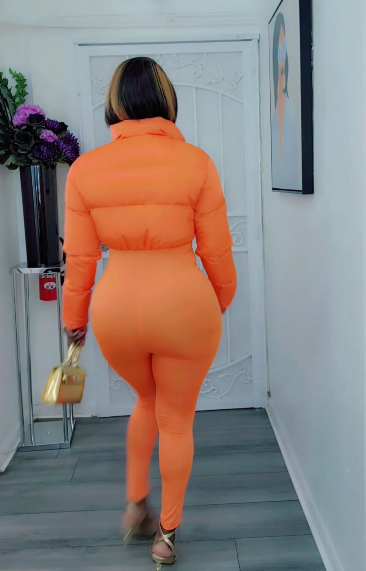 Orange Puffer Jumpsuit