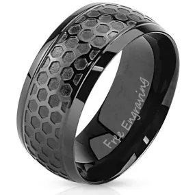 Personalized Mechanics Honeycomb Men's Wedding Band Stainless Steel