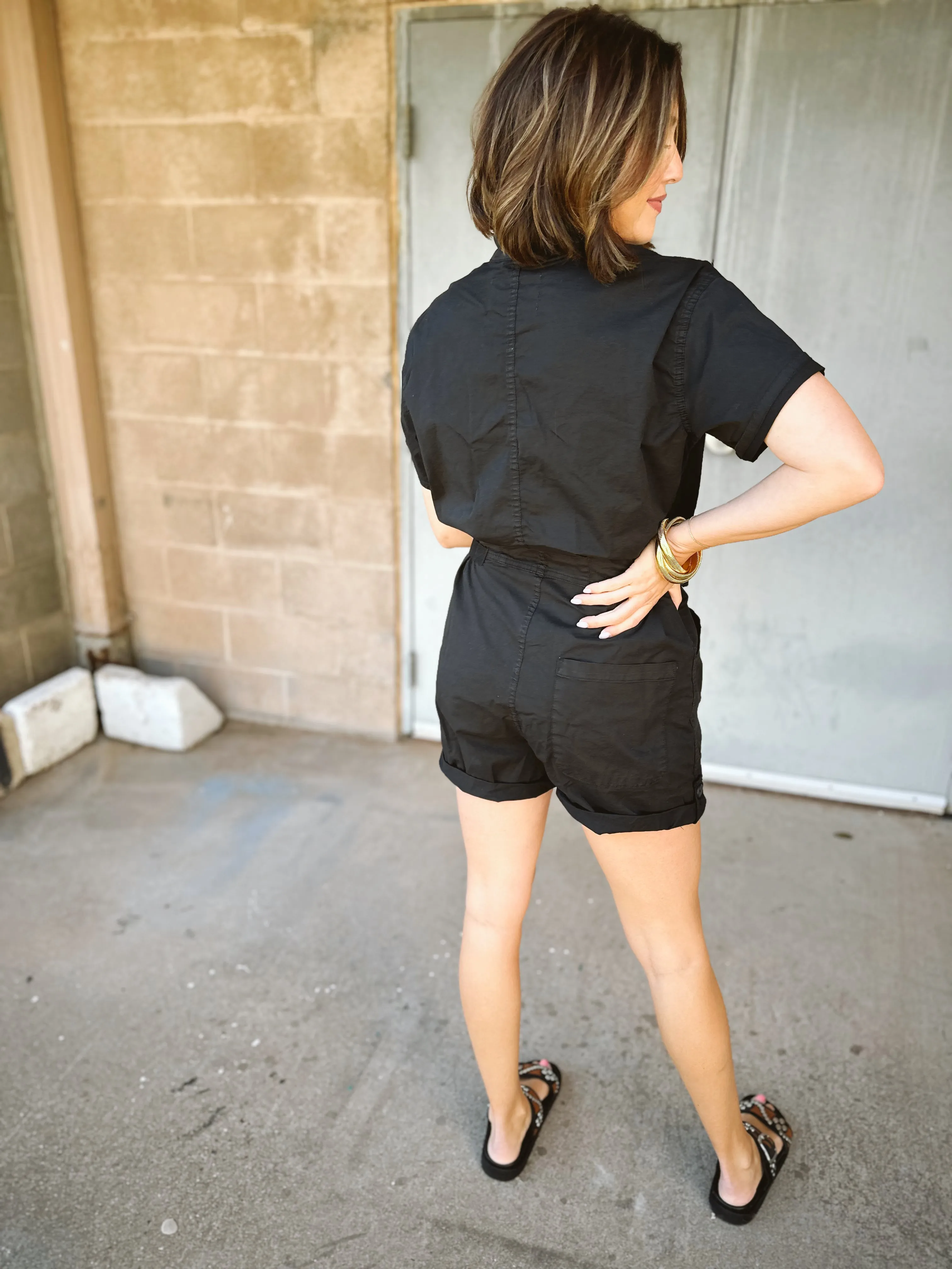 Pistola Parker Short Sleeve Romper | Fade To Black