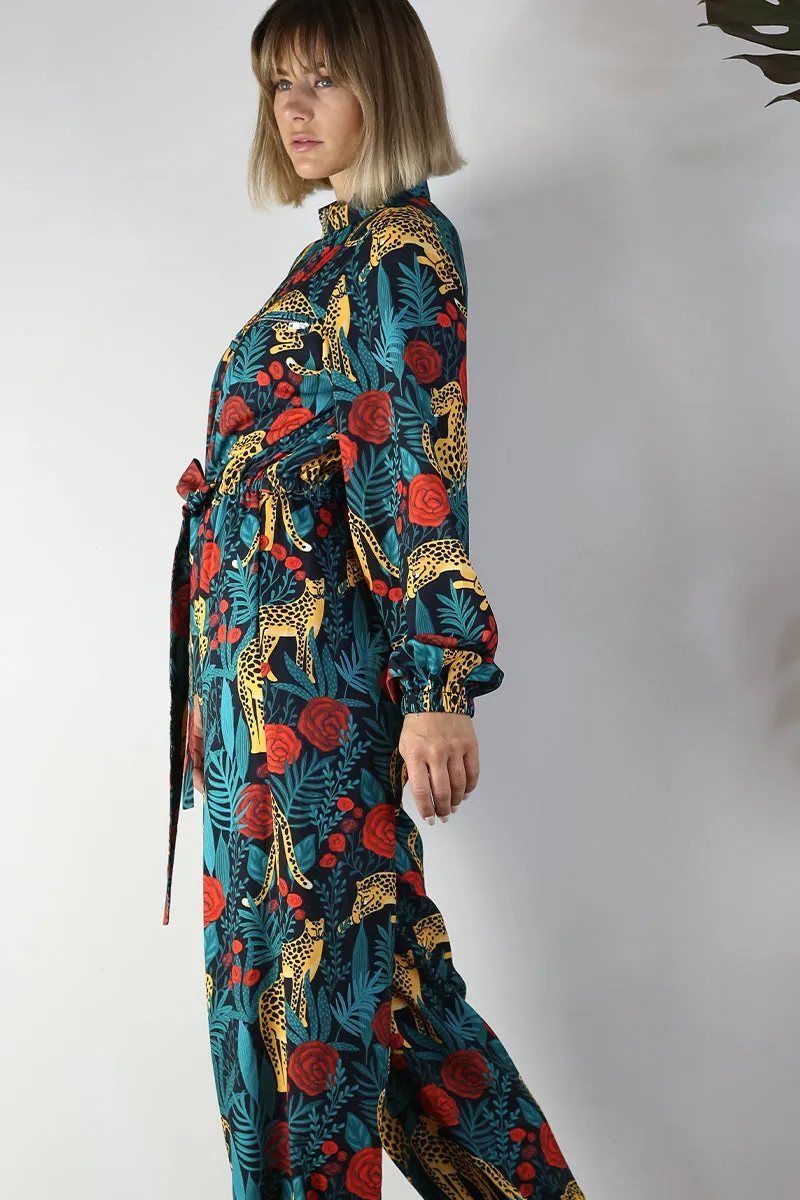 Printed Long Sleeve Jumpsuit