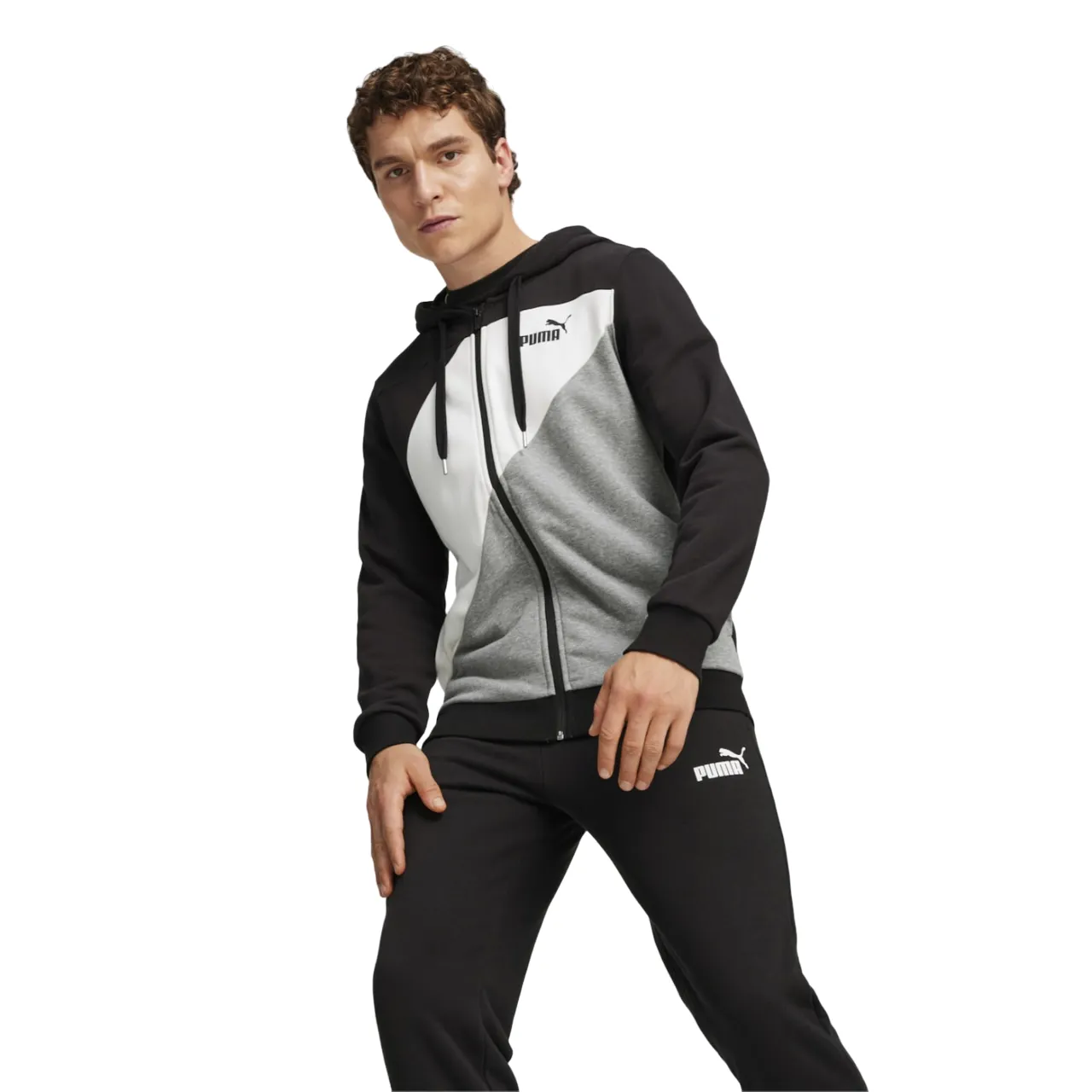 Puma men's tracksuit with hood 679730-01 black-white