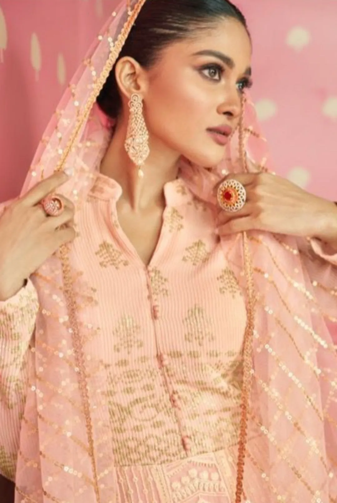 Real Georgette Anarkali Suits Pink