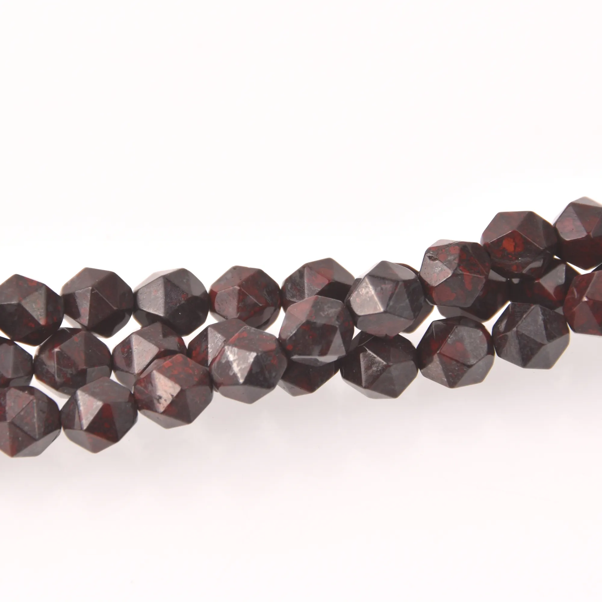 Red Black Breciated Jasper Half Strand, 8mm Star Cut Gemstone Beads, 8 long gem0830